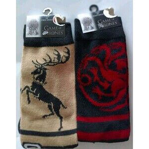 Game Of Thrones House Targaryen Crew Socks Shoe Size 6-12 HBO Lot Of 2 New
